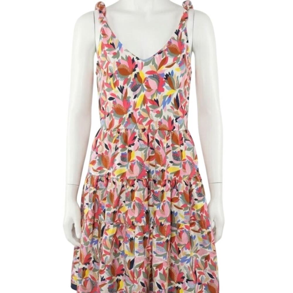 THML Dress Size S Pink Floral Tiered Sleeveless Colorful Tie Shoulder Summer